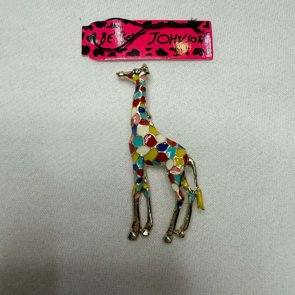 Betsey Johnson Colorful Enamel Giraffe Brooch Pin